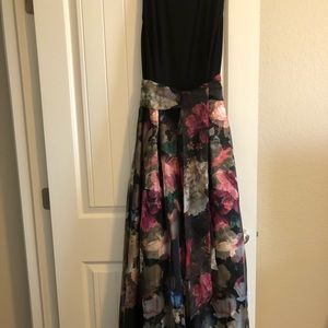 Black/Multi Roses Floral Gown.
